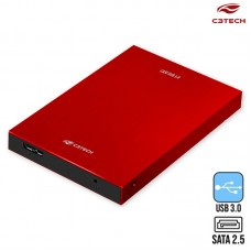 Case para HD Externo Sata 2.5 USB 3.0 CH-400RD C3 Tech - Vermelha